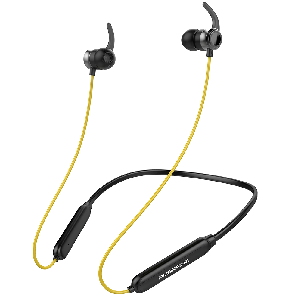 Neckband Earphones Yellow Color - Ambrane India